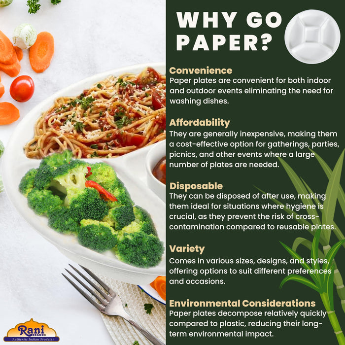 Rani 5 Compartment Round Biodegradable Divided Plates, Pack of 1000 ~ Party, Thali, Buffet | Disposable & Eco-Friendly | Heavy-Duty Sturdy Paper Bagasse | Premium Quality | 10" Diameter, 1.38" Height