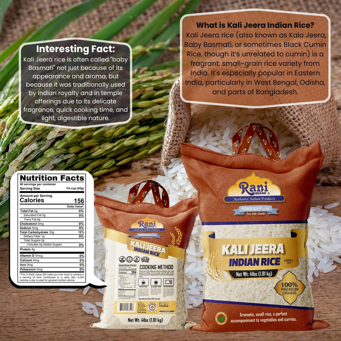 Rani Kali Jeera Indian Rice 64oz (4lbs) 1.81kg Cloth Bag ~ All Natural | Gluten Friendly | Vegan | Kosher | Export Quality | Indian Origin