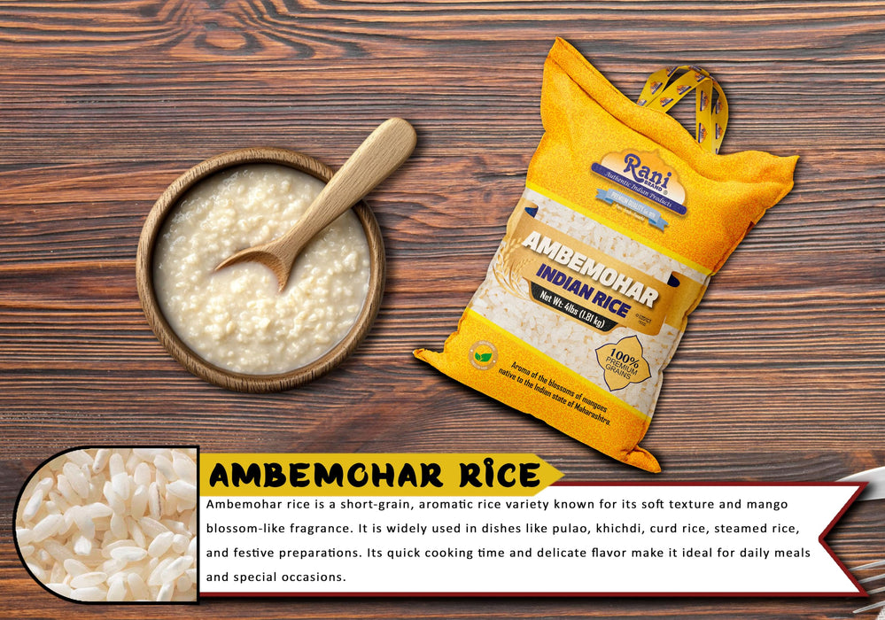 Rani Ambemohar Indian Rice 64oz (4lbs) 1.81kg Cloth Bag ~ All Natural | Gluten Friendly | Vegan | Kosher | Export Quality | Indian Origin
