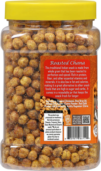 Rani Roasted Chana (Chickpeas) Chilli Garlic Flavor 14oz (400g) PET Jar ~ All Natural | Vegan | No Preservatives | Gluten Friendly | Kosher | Indian Origin | Great Snack, Ready to Eat | Seasoned with 6 Spices