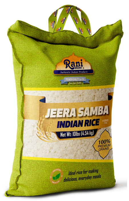 Rani Jeera Samba Indian Rice 160oz (10lbs) 4.54kg Cloth Bag ~ All Natural | Gluten Friendly | Vegan | Kosher | Export Quality | Indian Origin