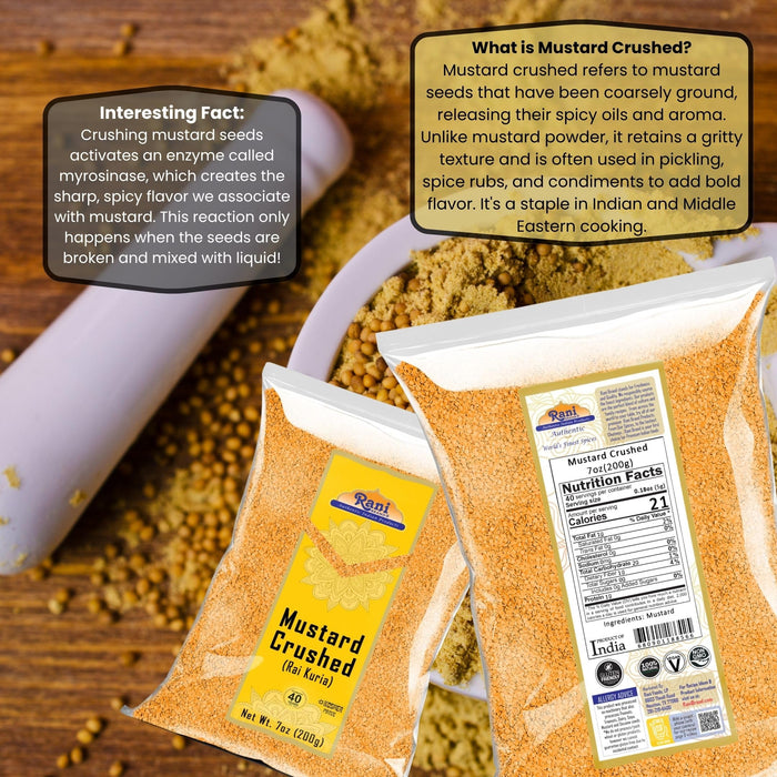 Rani Mustard Seeds Crushed Coarse 7oz (200g) ~ All Natural | Gluten Friendly | NON-GMO | Kosher | Vegan | Indian Origin