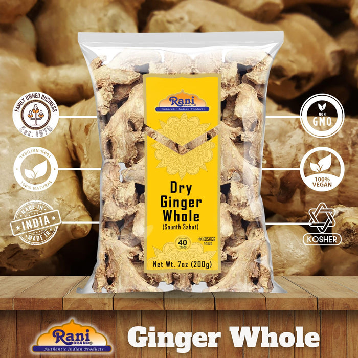 Rani Ginger (Adarak Sabut) Whole, Spice 7oz (200g) ~ All Natural | Vegan | Gluten Friendly | NON-GMO | Kosher | Indian Origin