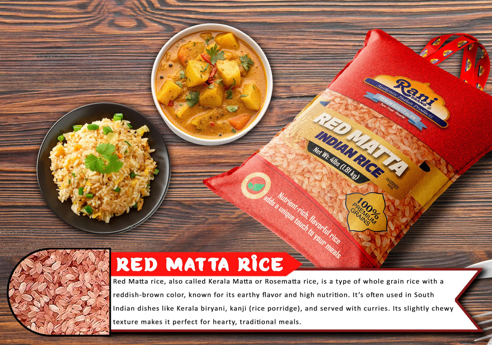 Rani Red Matta Indian Rice 64oz (4lbs) 1.81kg Cloth Bag ~ All Natural | Gluten Friendly | Vegan | Kosher | Export Quality | Indian Origin