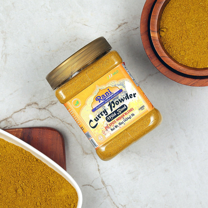 Rani Curry Powder Mild (10-Spice Authentic Indian Blend) 16oz (1lb) 454g PET Jar, Pack of 6 ~ All Natural | Salt-Free | NO Chili or Peppers | Vegan | Gluten Friendly | NON-GMO | Kosher | Indian Origin