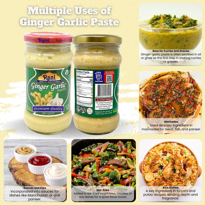 Rani Ginger Garlic Cooking Paste 10.5oz (300gm) ~ Vegan | Glass Jar | Gluten Free | NON-GMO | No Colors | Indian Origin