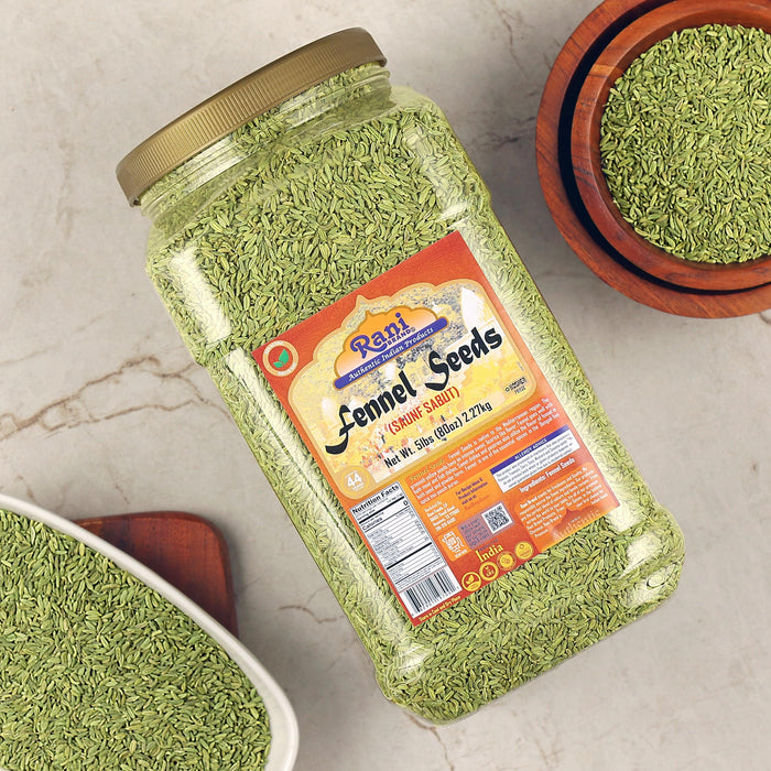 Rani Fennel (Saunf) Seeds Whole, Indian Spice 80oz (5lbs) 2.27kg Bulk PET Jar ~ All Natural | Gluten Friendly | NON-GMO | Vegan | Kosher | Indian Origin