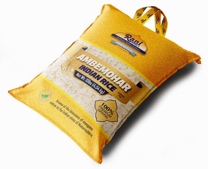 Rani Ambemohar Indian Rice 160oz (10lbs) 4.54kg Cloth Bag ~ All Natural | Gluten Friendly | Vegan | Kosher | Export Quality | Indian Origin
