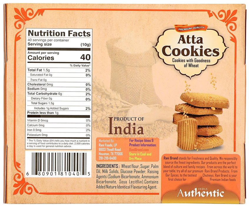 Rani Atta Cookies (Cookies with the Goodness of Wheat) 14oz (400g) Pack of 3+1 FREE, Premium Quality Indian Cookies ~ Vegan | Non-GMO | Indian Origin