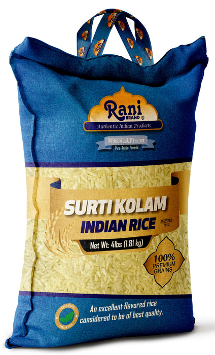 Rani Surti Kolam Indian Rice 64oz (4lbs) 1.81kg Cloth Bag ~ All Natural | Gluten Friendly | Vegan | Kosher | Export Quality | Indian Origin