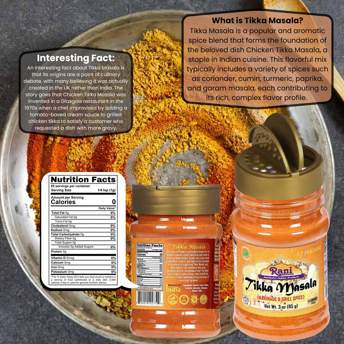 Rani Tikka Masala Indian 7-Spice Blend 3oz (85g) ~ All Natural, Salt-Free | Vegan | Kosher | No Colors | Gluten Free Ingredients | NON-GMO