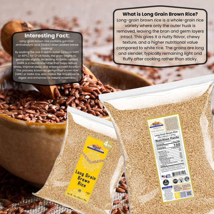 Rani Long Grain Brown Rice 64oz (4lbs) 1.81kg Bulk ~ All Natural | Gluten Friendly | Vegan | Non-GMO | Kosher | Product of USA