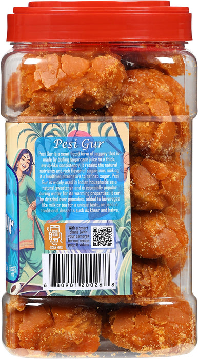 Rani Pesi Gur (Jaggery) Indian Unrefined Raw Cane Sugar 70oz (4.4lbs) 2kg PET Jar ~ Gluten Friendly | Vegan | NON-GMO | Kosher | No Salt or fillers | Indian Product