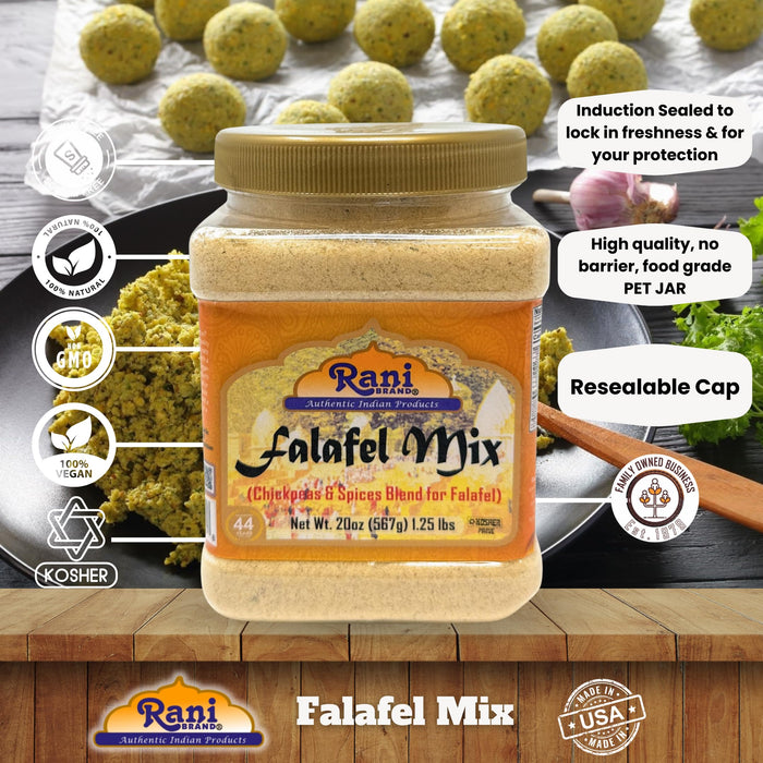 Rani Falafel Mix (Chickpeas & Spices Blend for Falafel) 20oz (1.25lbs) 567g PET Jar ~ Gluten Friendly | NON-GMO | Kosher | Product of USA