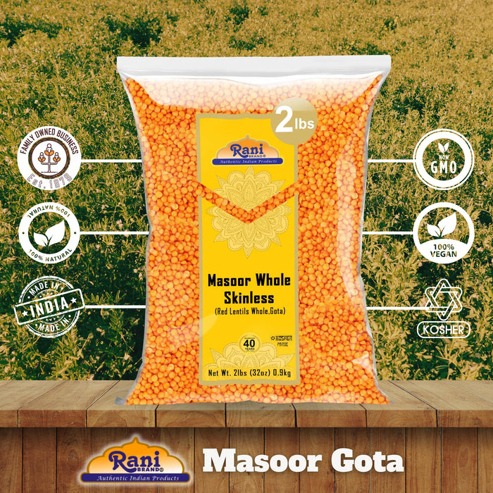 Rani Masoor Gota (Football) Indian Red Lentils Skinless 32oz (2lbs) 908g ~ All Natural | Gluten Friendly | NON-GMO | Kosher | Vegan | Product of USA