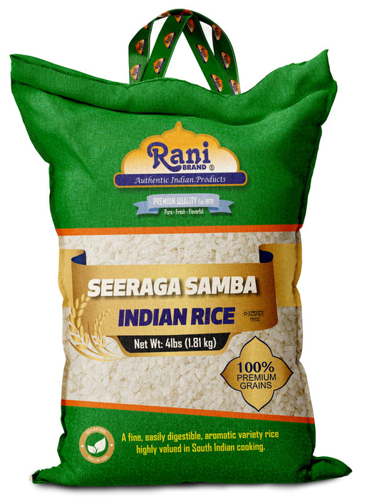 Rani Seeraga Samba Indian Rice 64oz (4lbs) 1.81kg Cloth Bag ~ All Natural | Gluten Friendly | Vegan | Kosher | Export Quality | Indian Origin