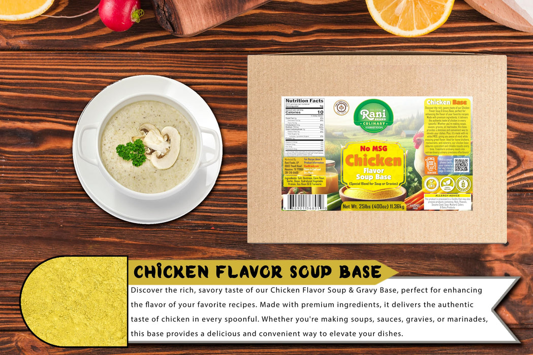 Rani Premium Chicken Base (Special Blend for Soup or Gravies) 400oz (25lbs) 11.36kg Bulk Box ~ All Natural | Gluten Friendly | NON-GMO | Kosher | Vegan | Product of USA
