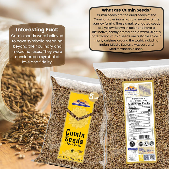 Rani Cumin Seeds Whole (Jeera) Spice 80oz (2.27kg) 5lbs, Bulk Pack ~ All Natural | Gluten Friendly | NON-GMO | Kosher | Vegan | Indian Origin
