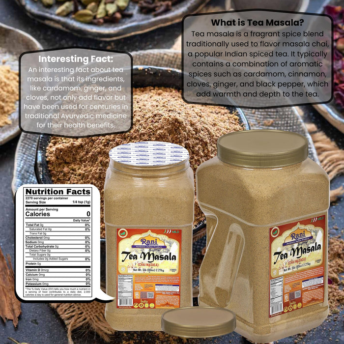 Rani Tea (Chai) Masala 80oz (5lbs) 2.27kg Bulk PET Jar ~ All Natural | Vegan | Gluten Friendly | Salt & Sugar Free | NON-GMO | Kosher | No Colors