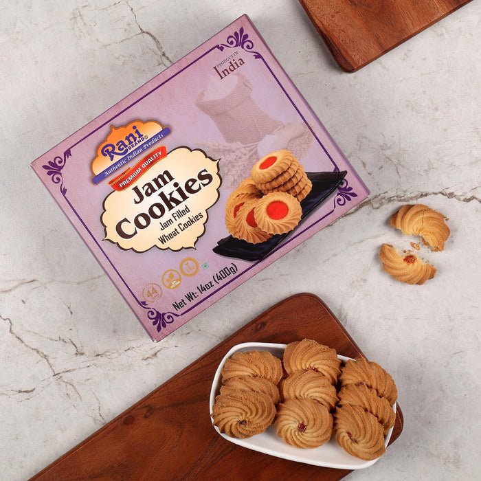 Rani Jam Cookies (Jam Filled Wheat Cookies) 14oz (400g) Pack of 3+1 FREE, Premium Quality Indian Cookies ~ Vegan | Non-GMO | Indian Origin