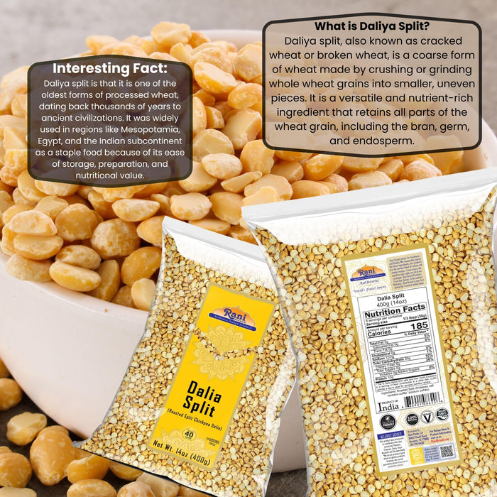 Rani Daliya Split (Roasted Split Chickpeas Dalia) 400g (14oz) ~ All Natural | Vegan | Kosher | Indian Origin