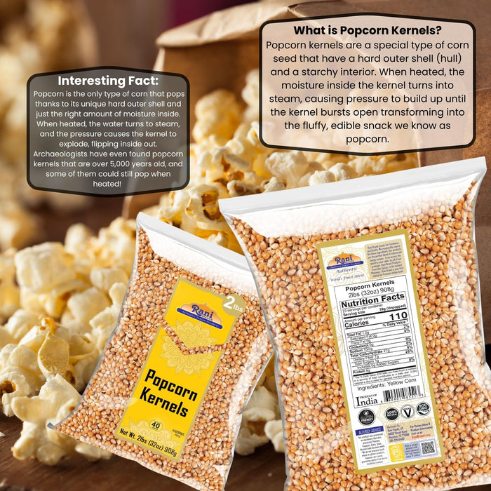 Rani Popcorn Kernels 32oz (2lbs) 908g Bulk, Perfect for Stovetop, Microwave & Popcorn Machines ~ All Natural | Gluten Friendly | Vegan | NON-GMO | Kosher | Product of USA
