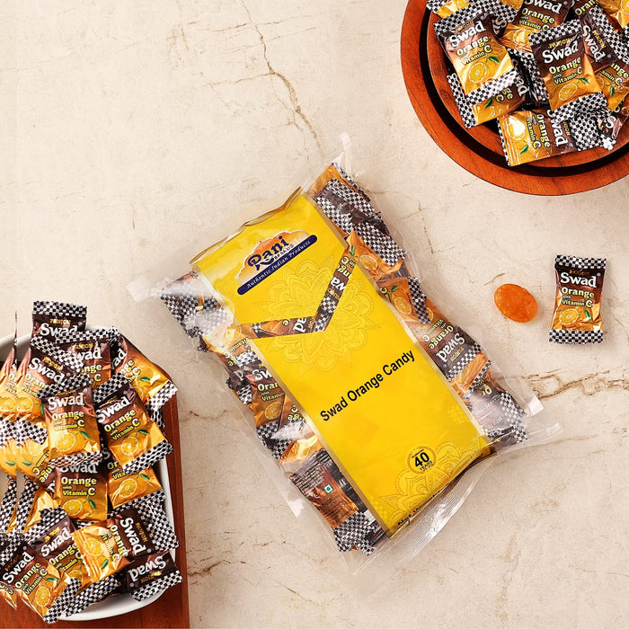 Rani Swad Orange Candy 7oz (200g) Individually Wrapped ~ Indian Tasty Treats | Vegan | Gluten Friendly | NON-GMO | Indian Origin
