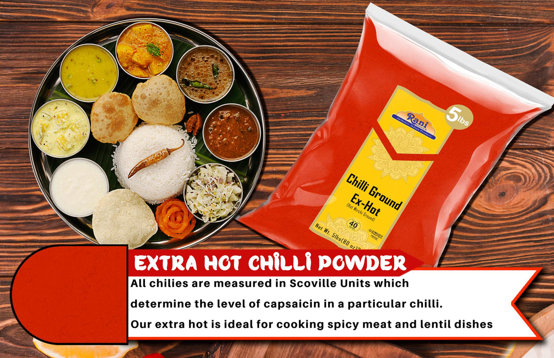 Rani Extra Hot Chilli Powder Indian Spice 80oz (5lbs) 2.27kg Bulk ~ All Natural | Salt-Free | Vegan | No Colors | Gluten Friendly | NON-GMO | Kosher