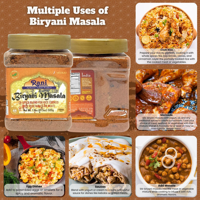 Rani Biryani Masala Curry (7-Spice Blend for Indian Rice Dishes, Pullao/Pilau) 16oz (1lb) 454g PET Jar ~ All Natural | Vegan | No Colors | Gluten Friendly | NON-GMO | Kosher | Indian Origin