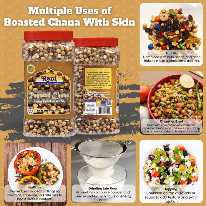 Rani Roasted Chana (Chickpeas) Plain Flavor 28oz (1.75lbs) 800g PET Jar ~ All Natural | Vegan | No Preservatives | Kosher | Gluten Friendly | Indian Origin | Great Snack, Ready to Eat