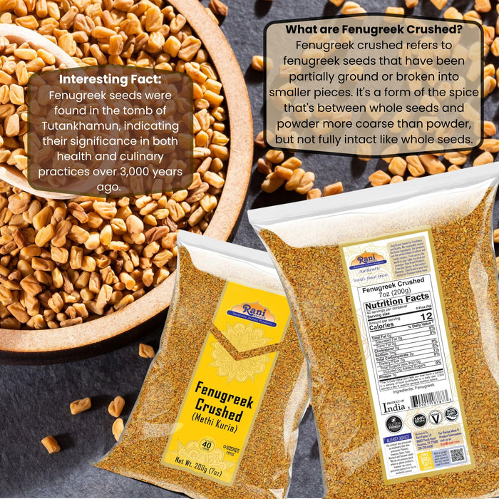Rani Fenugreek (Methi) Seeds Crushed 7oz (200g) Trigonella foenum graecum ~ All Natural | Vegan | Gluten Friendly | Non-GMO | Kosher
