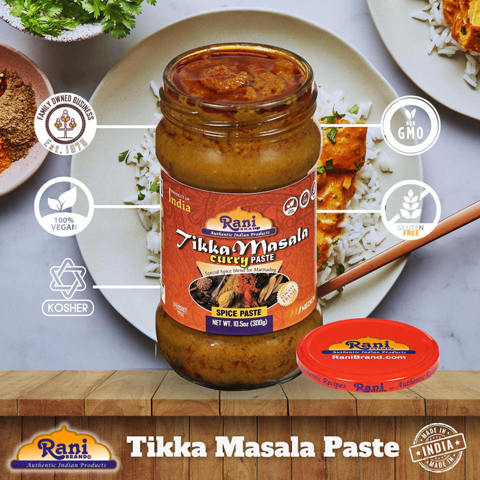 Rani Tikka Masala Cooking Spice Paste 10.5oz (300g) Glass Jar, Pack of 5+1 FREE ~ No Colors | All Natural | NON-GMO | Kosher | Vegan | Gluten Free