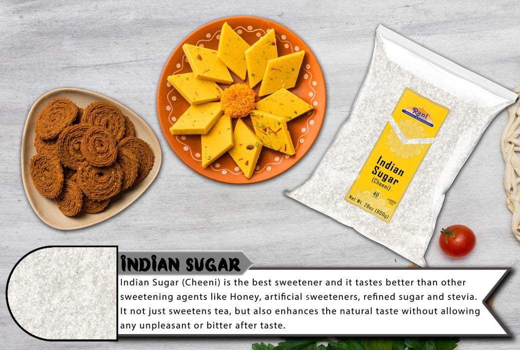 Rani Indian Sugar (Cheeni) 28oz (800g) ~ All Natural | Gluten Friendly | No Colors | Kosher | Vegan | Indian Origin
