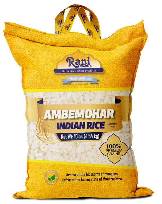 Rani Ambemohar Indian Rice 160oz (10lbs) 4.54kg Cloth Bag ~ All Natural | Gluten Friendly | Vegan | Kosher | Export Quality | Indian Origin