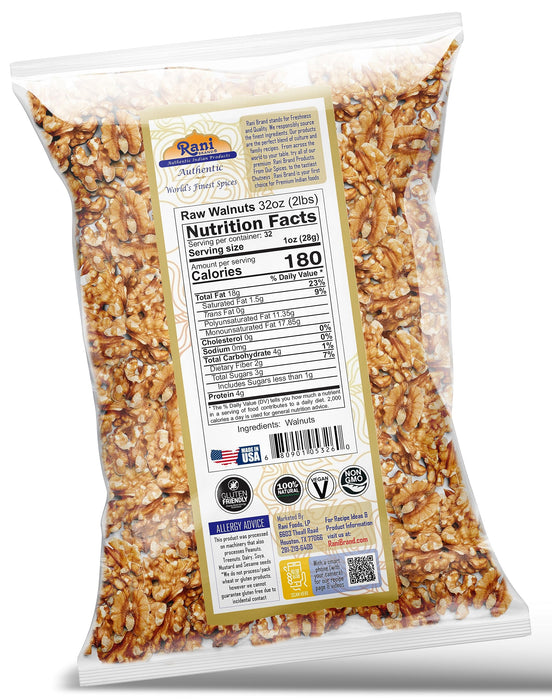Rani Raw Walnuts, Halves and Pieces 32oz (2lbs)908g ~ All Natural | Vegan | Kosher | Gluten Friendly | Fresh Product of USA