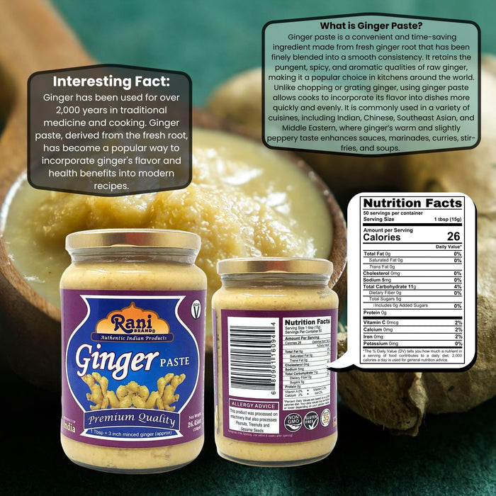 Rani Ginger Cooking Paste 26.45oz (750g) ~ Vegan | Glass Jar | Gluten Free | NON-GMO | No Colors | Indian Origin