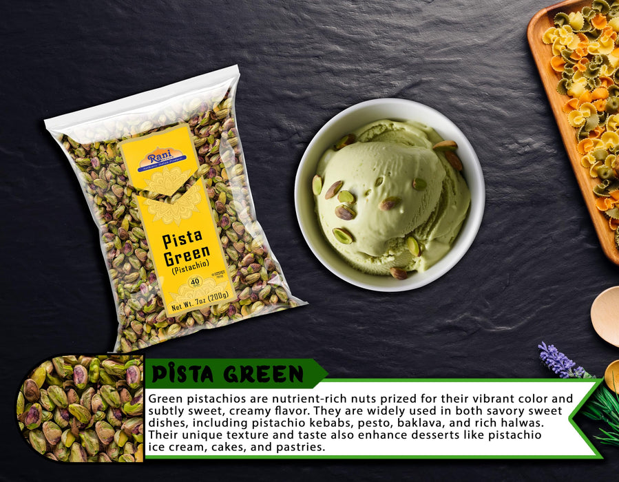 Rani Pista (Pistachio) Green 7oz (200g) ~ All Natural | Gluten Friendly | Vegan | NON-GMO | Kosher | No Salt or fillers | Indian Origin