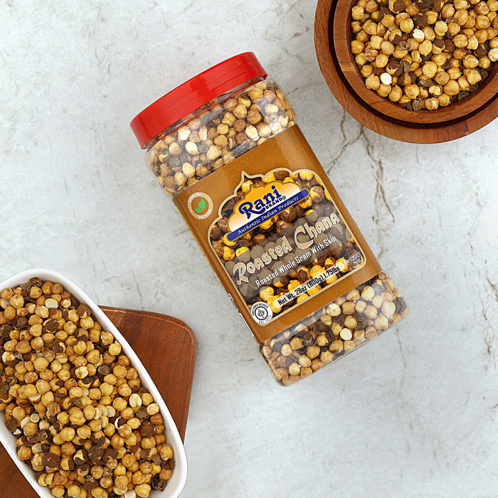 Rani Roasted Chana (Chickpeas) Plain Flavor 28oz (1.75lbs) 800g PET Jar ~ All Natural | Vegan | No Preservatives | Kosher | Gluten Friendly | Indian Origin | Great Snack, Ready to Eat
