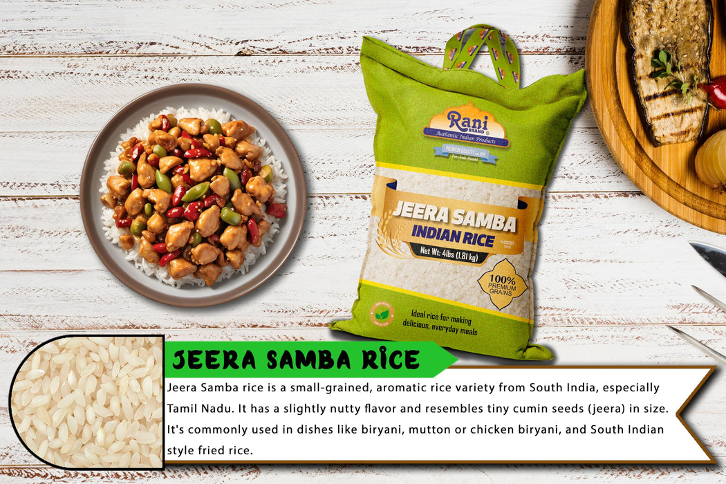 Rani Jeera Samba Indian Rice 64oz (4lbs) 1.81kg Cloth Bag ~ All Natural | Gluten Friendly | Vegan | Kosher | Export Quality | Indian Origin