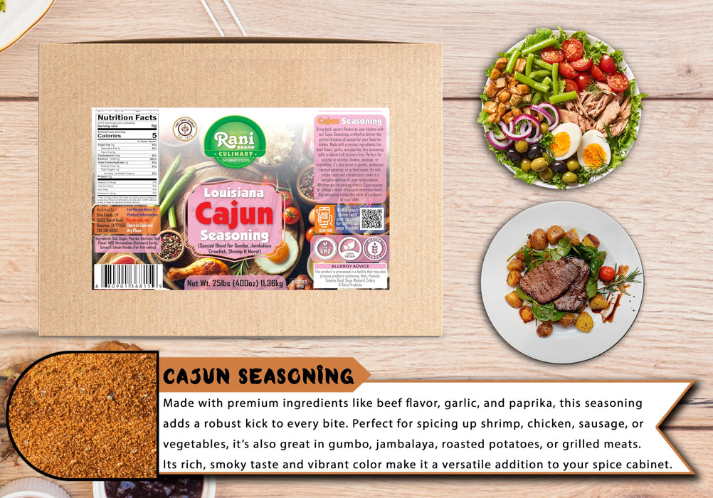 Rani Louisiana Cajun Seasoning (Special Blend for Gumbo, Jambalaya Crawfish, Shrimp) 400oz (25lbs) 11.36kg Bulk Box ~ All Natural | Gluten Friendly | NON-GMO | Kosher | Vegan | Product of USA