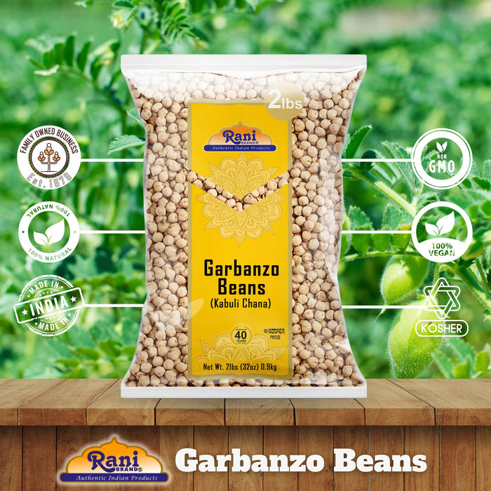 Rani Garbanzo Beans (Kabuli Chana) 32oz (2lbs) 908g ~ All Natural | Vegan | Gluten Friendly | NON-GMO | Kosher | Indian Origin