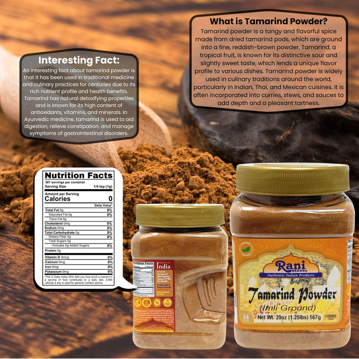 Rani Tamarind Powder (Imli) 20oz (1.25lbs) 567g PET Jar ~ All Natural| No Added Sugar/Salt | Vegan | Gluten Friendly | Kosher | NON-GMO | Indian Origin