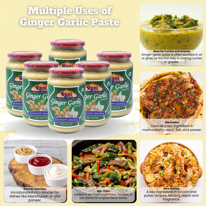 Rani Ginger Garlic Cooking Paste 26.5oz (750g) ~ Pack of 6 ~ Vegan | Glass Jar | Gluten Free | NON-GMO | No Colors | Indian Origin