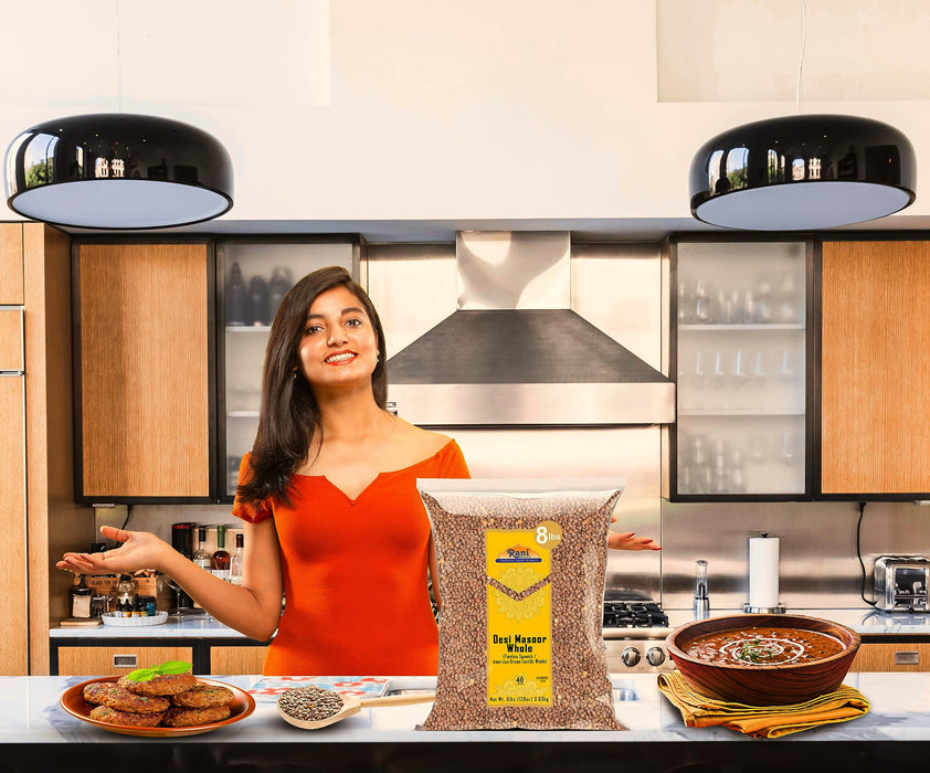 Rani Desi Masoor (Masur) Whole 128oz (8lbs) 3.63kg (aka. Pardina Spanish / American Brown Lentils Whole) Bulk ~ All Natural | Vegan | Kosher | Gluten Friendly | Product of USA
