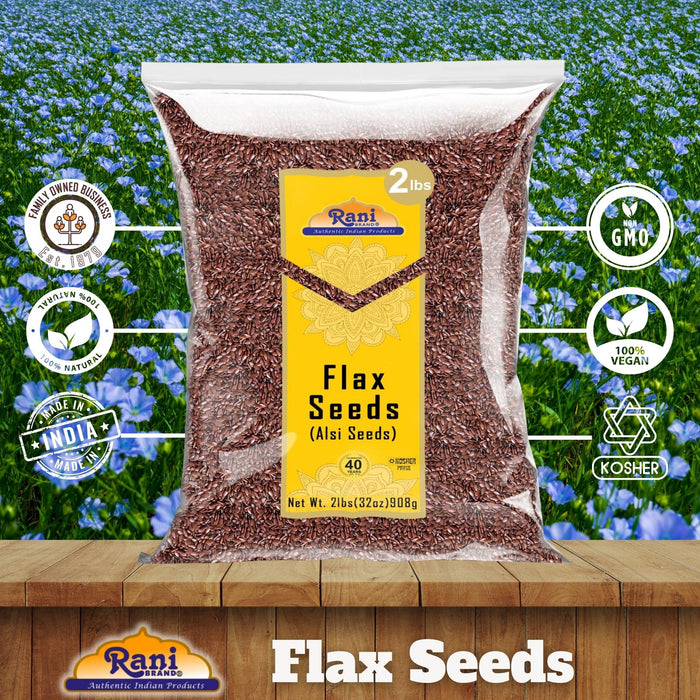 Rani Flax Seeds Whole Raw (Alsi, Linum usitatissimum) 32oz (2lbs) 908g ~ All Natural | Gluten Friendly | Non-GMO | Kosher | Vegan | Indian Origin