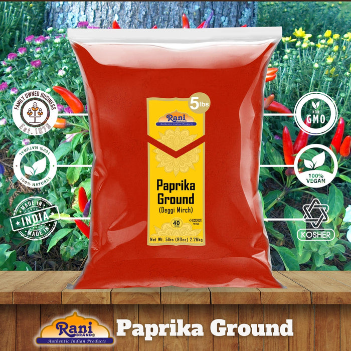 Rani Paprika (Deggi Mirch, Low Heat) Spice Powder, Ground 80oz (5lbs) 2.27kg Bulk ~ All Natural, Salt-Free | Vegan | No Colors | Gluten Friendly | NON-GMO | Kosher | Indian Origin
