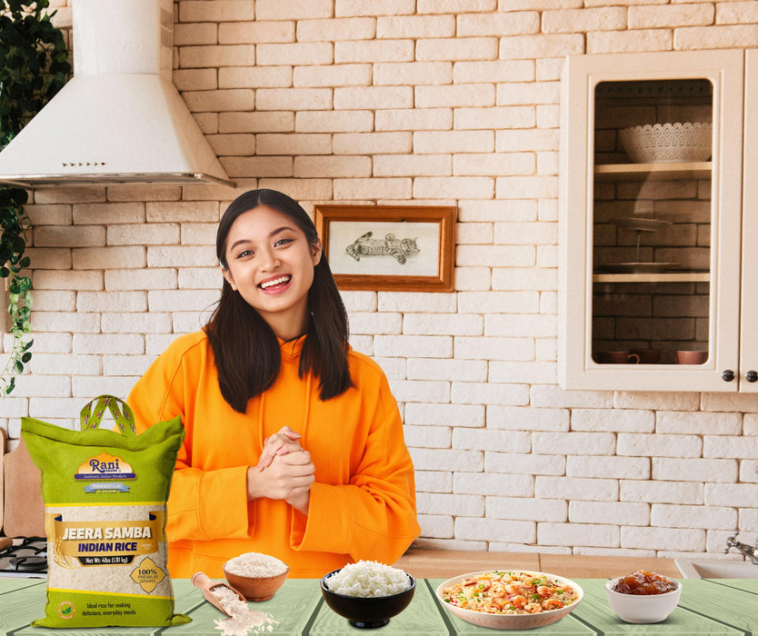 Rani Jeera Samba Indian Rice 64oz (4lbs) 1.81kg Cloth Bag ~ All Natural | Gluten Friendly | Vegan | Kosher | Export Quality | Indian Origin