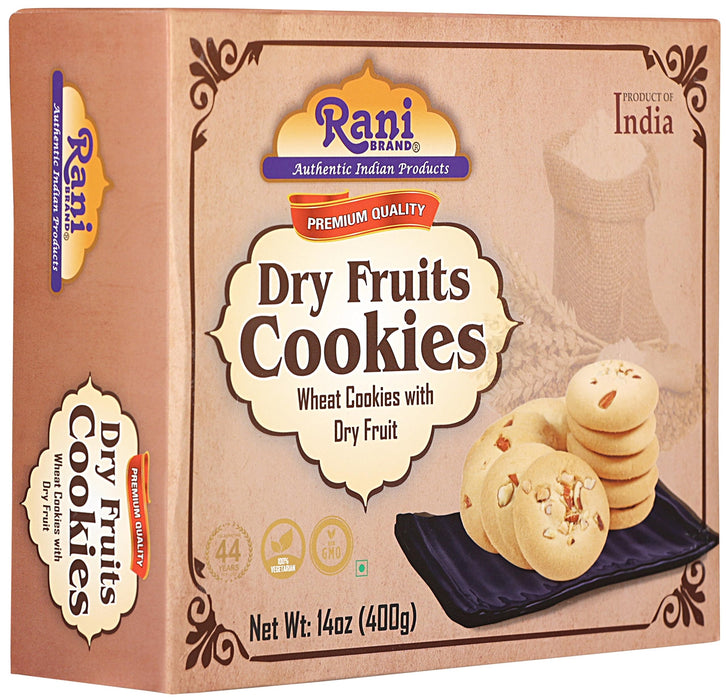 Rani Cookies Variety Pack of 4 (Gur Atta, Almond, Ajwain, Dry Fruits) 14oz (400g) each, Premium Quality Indian Cookies ~ Vegan | Non-GMO | Indian Origin