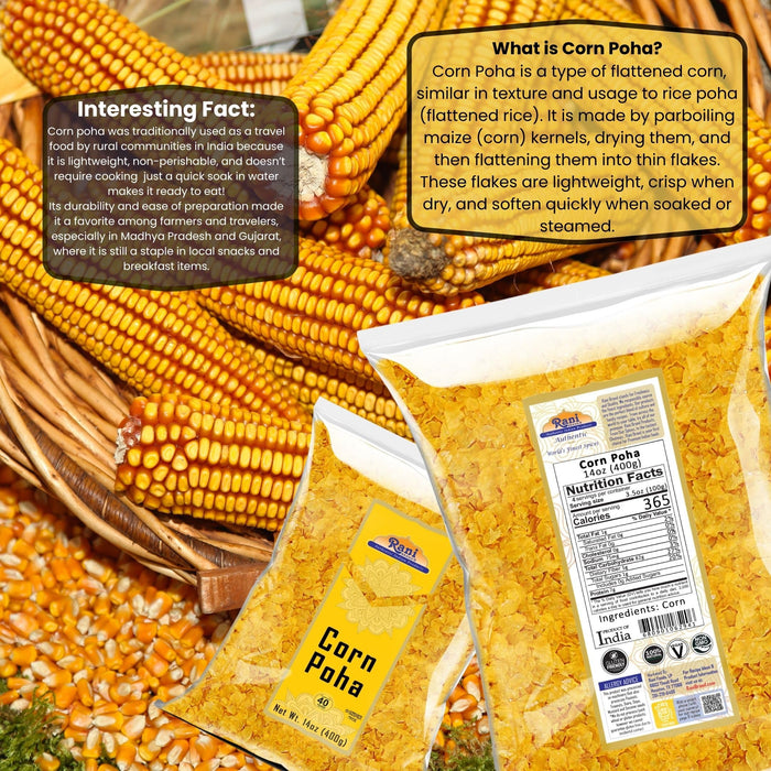 Rani Corn Poha 14oz (400g) ~ All Natural | Gluten Friendly | Vegan | Kosher | Indian Origin