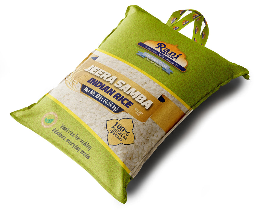 Rani Jeera Samba Indian Rice 160oz (10lbs) 4.54kg Cloth Bag ~ All Natural | Gluten Friendly | Vegan | Kosher | Export Quality | Indian Origin